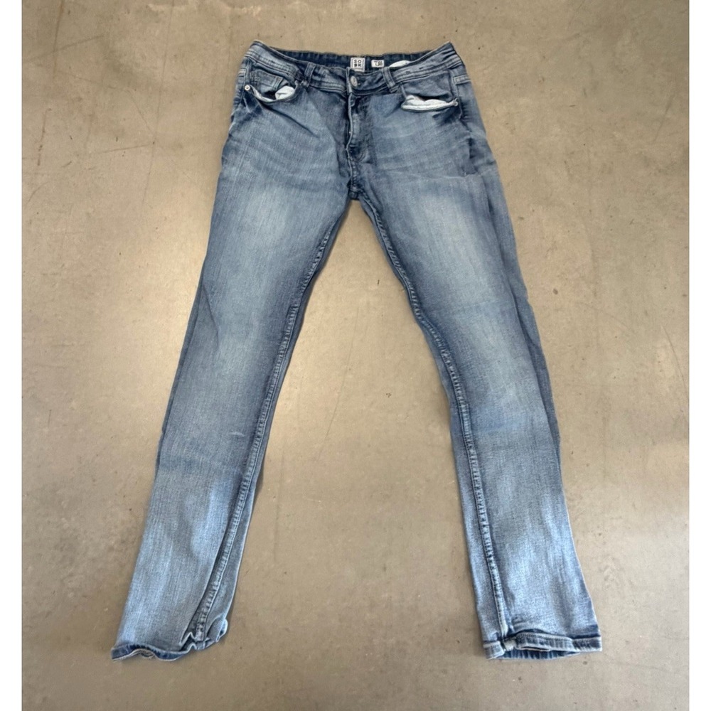 SOBK Men's Skinny Jeans 30x30 Light Wash Stretch Denim Chevron Pockets
